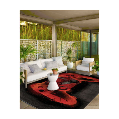 Tapis multicolore tissé à motif double choc et lavable