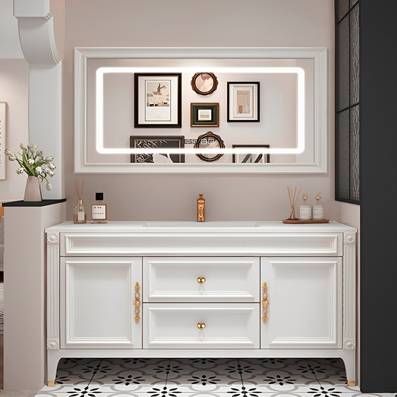 Meuble-lavabo moderne de style américain, Blanc, H 31,5 po x l 59 po x P 21,7 po