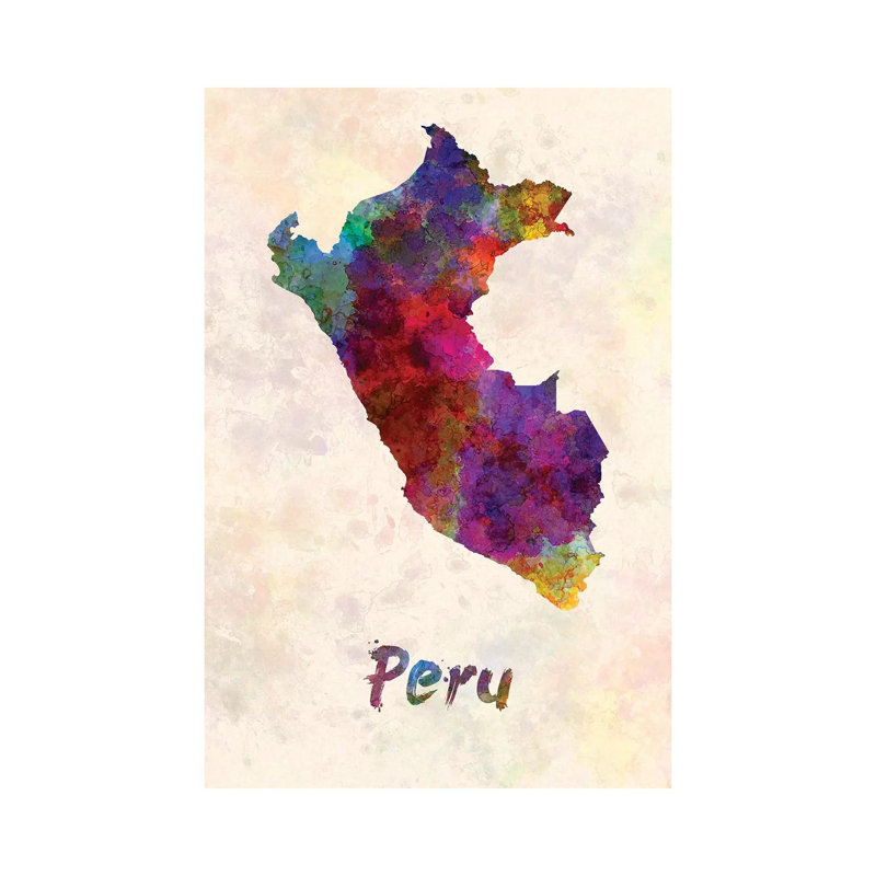 Peru in Watercolour 1 Piece Wrapped Canvas Painting, 45.72cm H x 30.48cm W x 1.91cm D