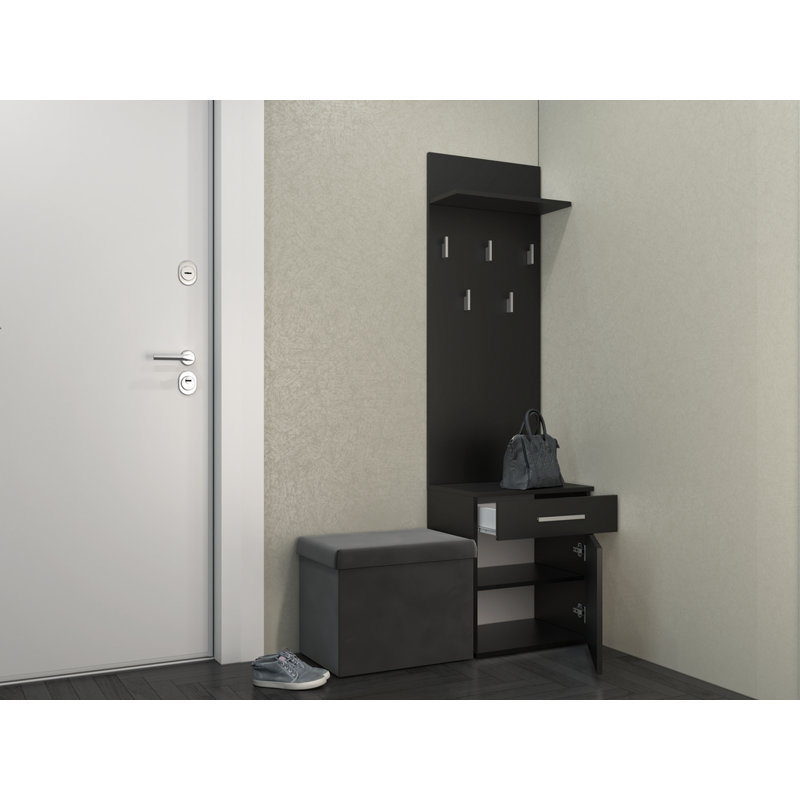 0 Door Laminate Wardrobe, Black