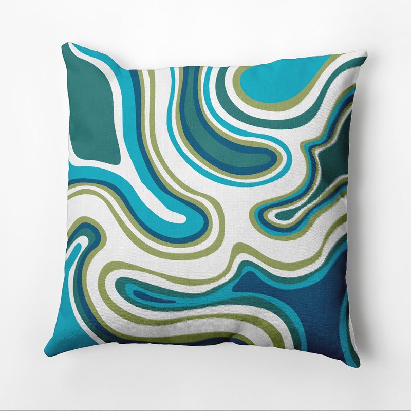 Housse et insert de coussin géométrique en agate de plage, Bleu sarcelle, H 18 po x l 18 po