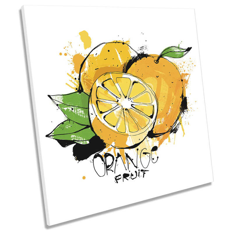 Z5985 Fruit Slices Sketch Kitchen Food Picture 1 Piece Wrapped Canvas Painting, 76.2cm H x 76.2cm W x 4cm D
