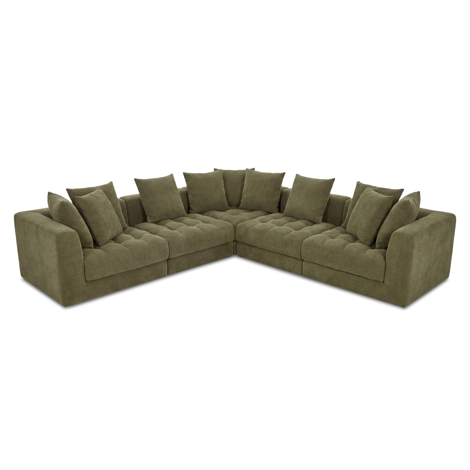 Hitton Classic L Modular Sectional, Green Polyester