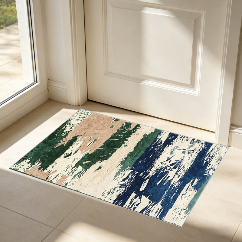Green Blue Abstract area rugs for Living Room, Soft and Comfortable, Suitable for all seasons, easy to maintain, machine washable Indoor floor mat, Under Table Farmhouse suitable for Bedroom, Dining Room, Study, Patio, Balcony, Home Decor