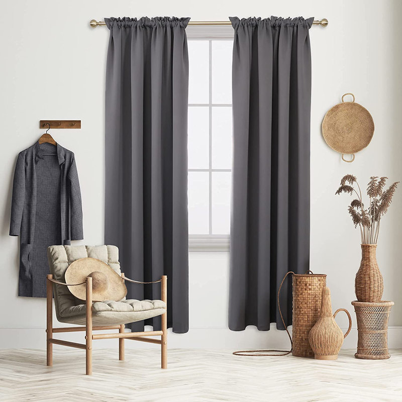Peniste Room Darkening Curtain Pair, 52" W x 45" L, Dark Gray