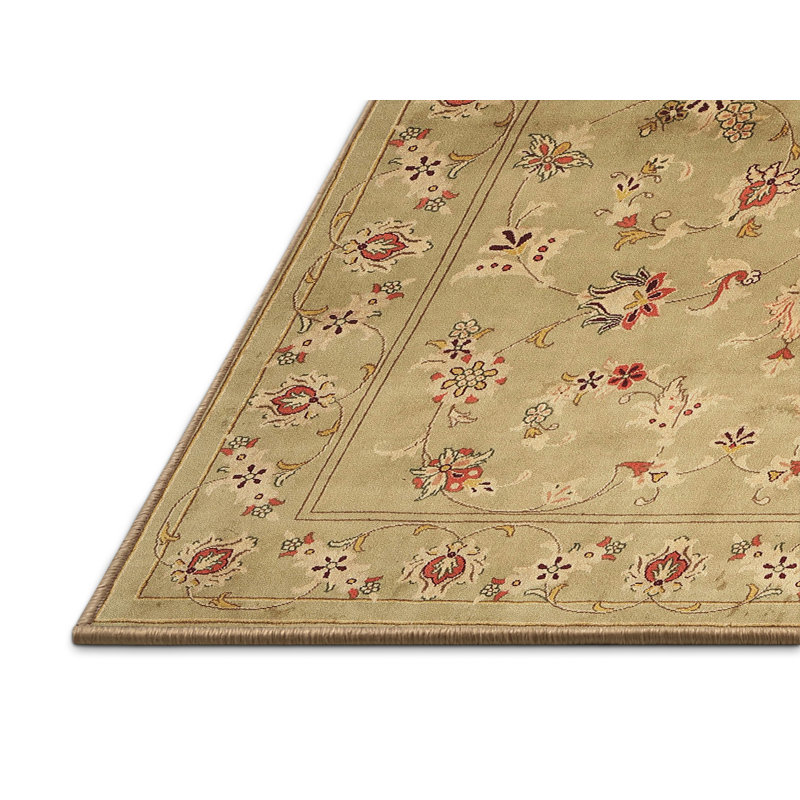Tapis décoratif beige floral, Rectangle 5 pi x 7 pi
