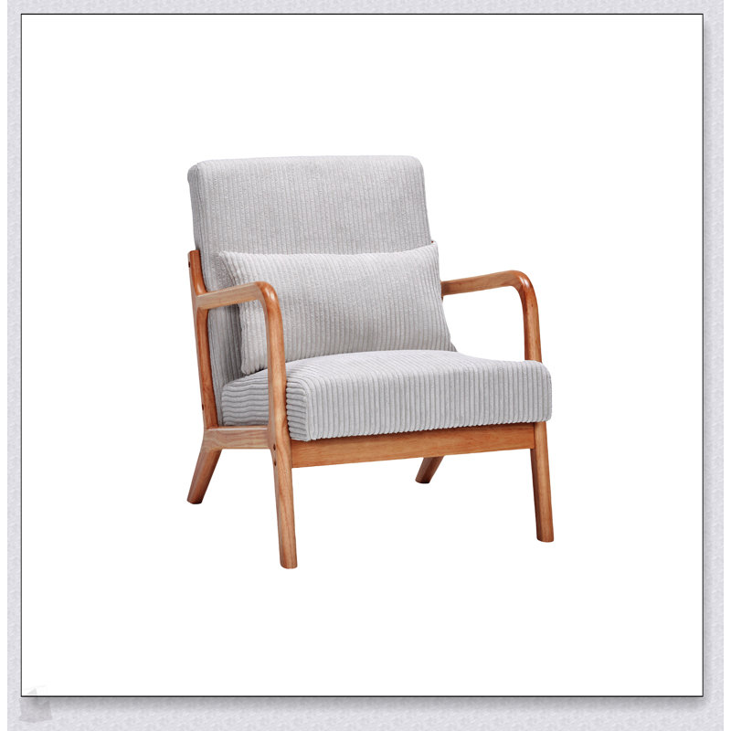 Chaise d'appoint Mid-Century moderne avec structure et coussin en bois massif, parfaite pour le salon, la chambre à coucher et le balcon