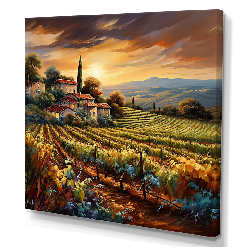 «Vineyard Charm», art liquide vif I, Toile tendue, H 30 po x l 30 po x P 1 po