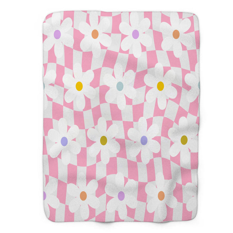 Couverture rétro en sherpa de qualité supérieure pastel rétro 1 pièce, Grand lit