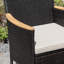 Chaises de patio toutes saisons en osier avec coussins, accoudoirs en acacia