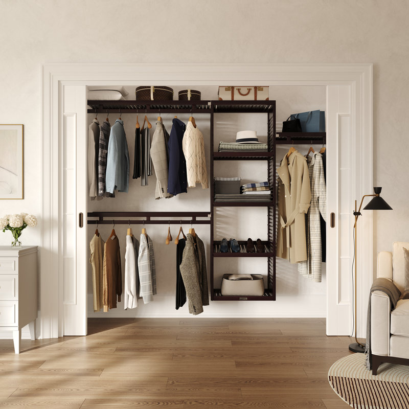 John Louis Home Solid Wood Reach-In Simplicity Closet System, Espresso
