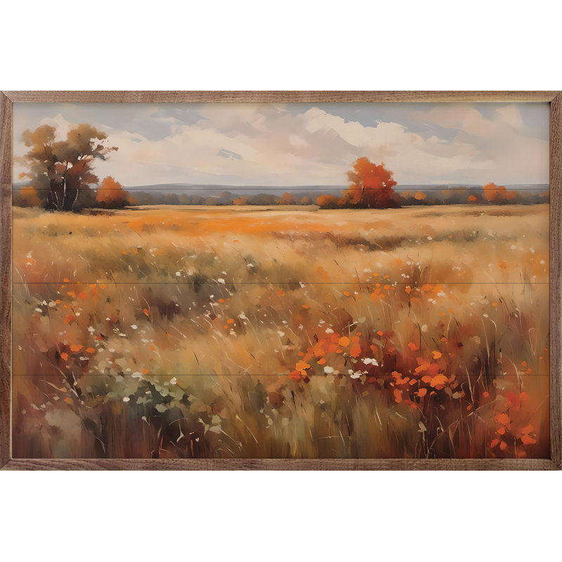 Champ d'automne avec orange, H 16 po x l 24 po