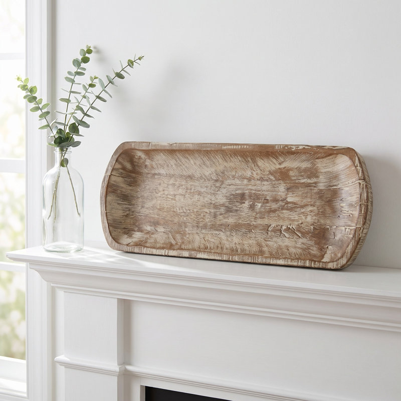 Bol décoratif rectangulaire Amaani en bois d'eucalyptus récupéré ovale, brun
