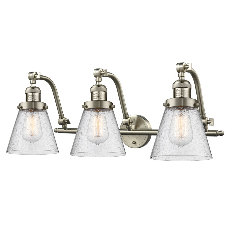 Éclairage pour salle de bain 3 lumières à intensité variable Kawamoto, Nickel satiné brossé, Ampoule DEL 6 watts Vinage