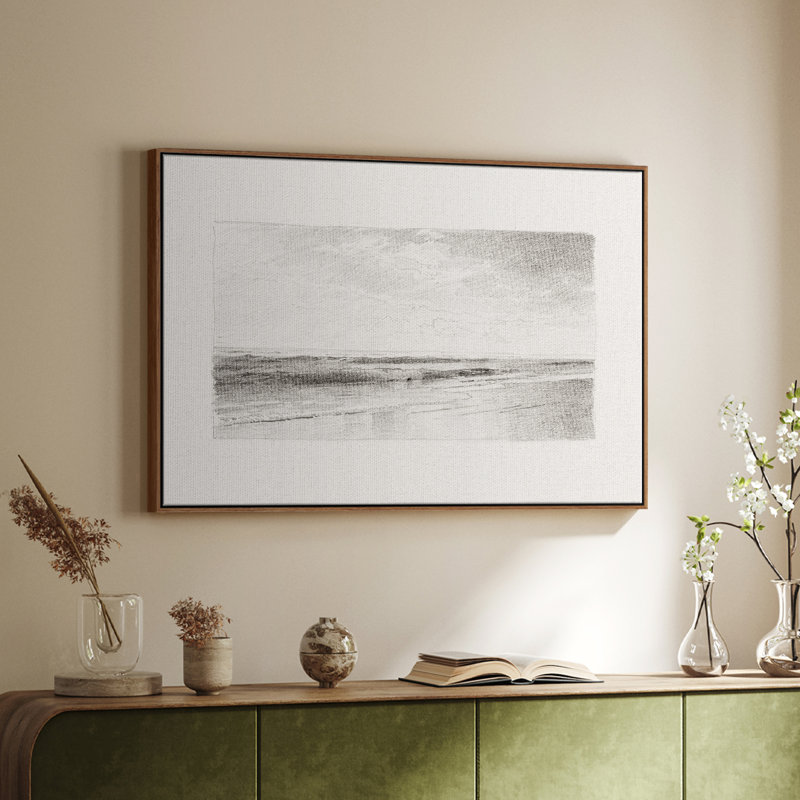 Croquis rétro-LVI, H 25 po x l 37 po x P 2 po, Toile encadrée noyer flottant