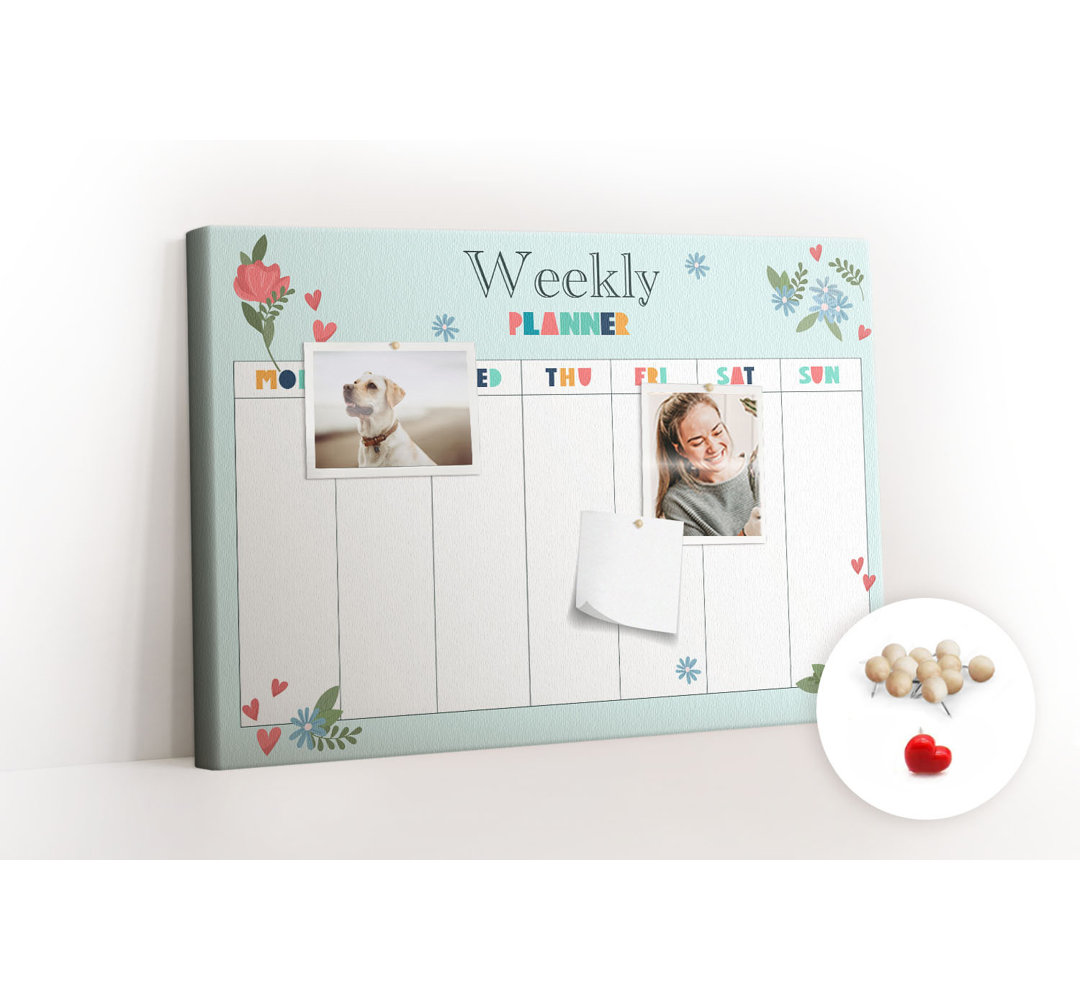 Wall Mounted bulletin board print decorative wall pin board for wall home office corkboard Floral planner