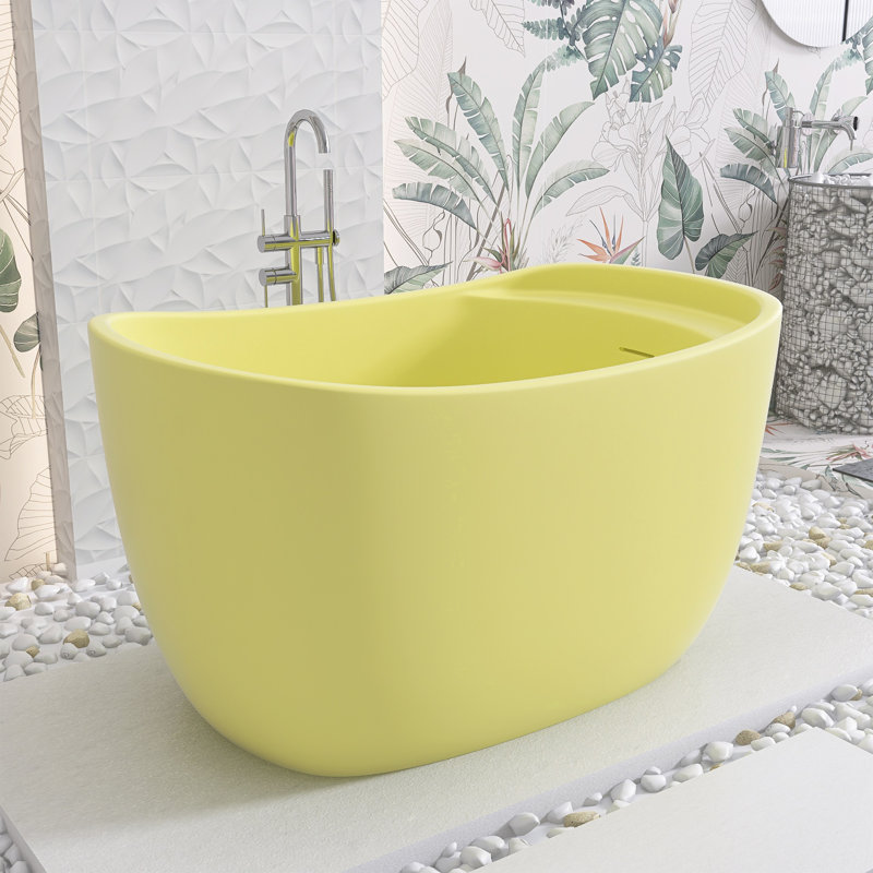 47''Acrylic Freestanding Soaking Bathtub, Sit-In Design With Contemporary Design For Soaking And Bathing, Sit-In Design With Chrome Overflow And Drain