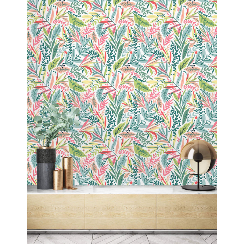 Rouleau de papier peint adhésif Quinter Leaves, L 10,42 pi x l 25 po