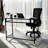 Modern Black Study Desk with 100% Tempered Glass Top, 4 mm Thickness | Sturdy Metal Frame, 39.4 x 29.5 x 17.7 inches | Wall-Mountable Design for Space-Saving, Sleek Industrial Style for Home Office-154340757