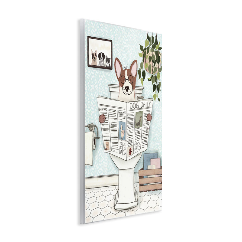 Chiot avec journal, art mural par JJ Design House, LLC., H 15 po x l 10 po