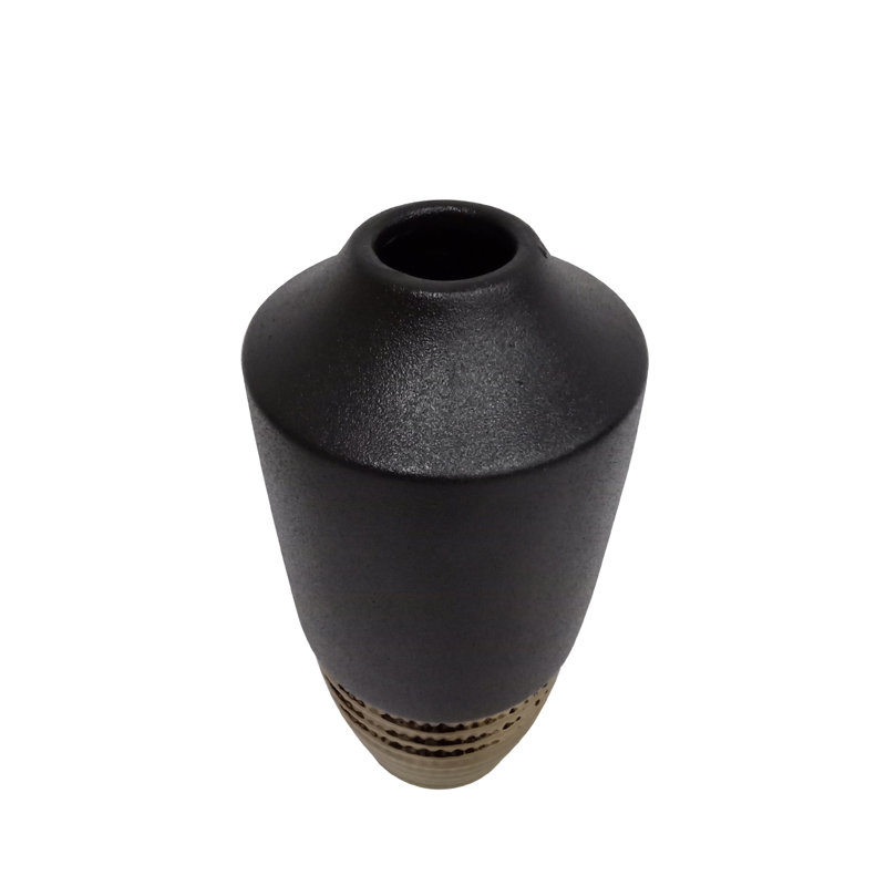 Elegant Ceramic Vase for the Living Room, Modern Vase Decor, Black, 30cm H x 14cm W x 14cm D