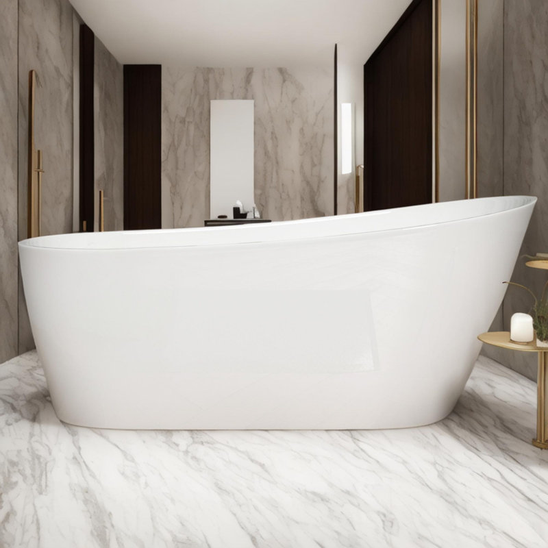 55'' x 27.55'' Freestanding Soaking Acrylic Bathtub