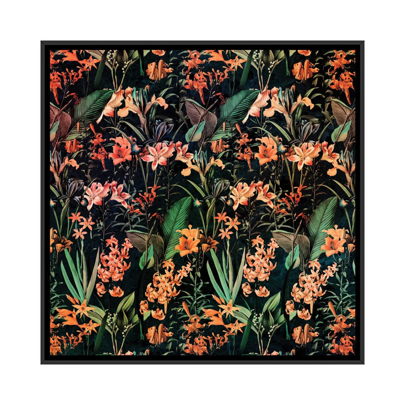 « exotique jardin » par burcu korkmazyurek, impression sur toile tendue, H 18 po x l 18 po x P 1,5 po, Toile avec cadre noir