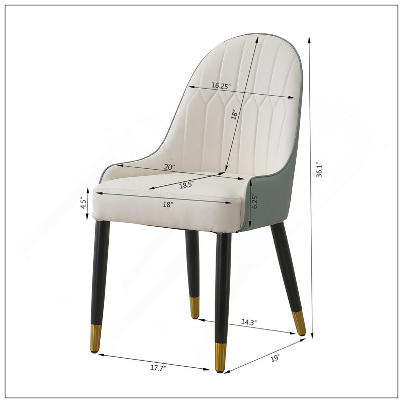 Ensemble de chaises de salle à manger modernes en similicuir 2 pièces avec pieds en métal pour le salon / salle à manger / salle de réception