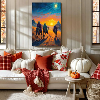 1pc Framed Kostka Painting Three Wise Men, Star of the East, Religious Art Style Decor Print Vintage Wall Poster Home Decor Perfect Gift for Modern Artwork For Bedroom Living Room