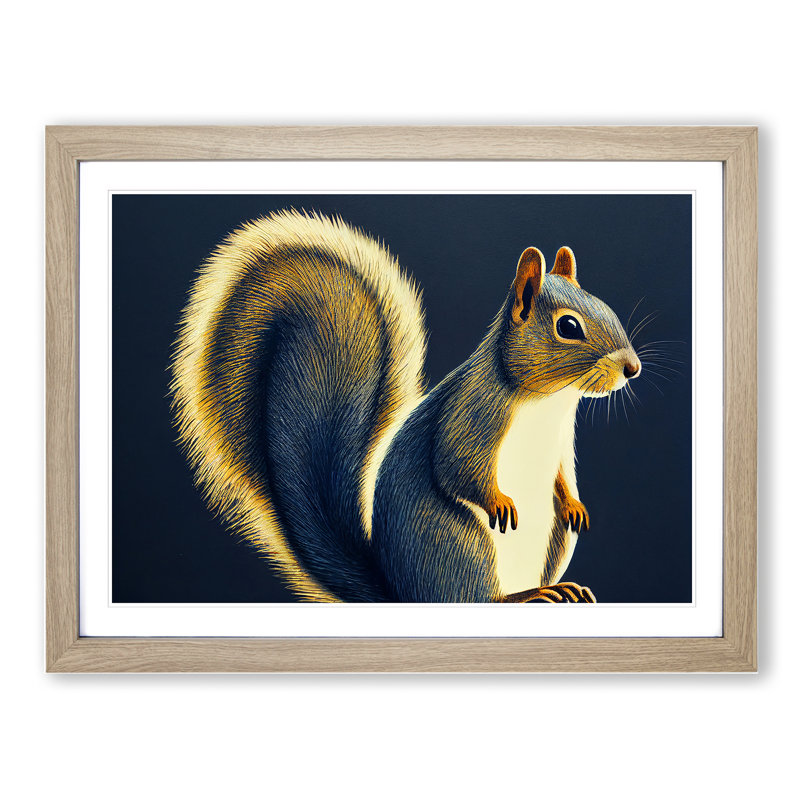 Lovely Squirrel - Single Picture Frame Print, 34cm H x 46cm W, Grey
