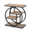 Table d'appoint industrielle (1 pièce) avec structure géométrique en métal, couleur naturelle et noire, idéale pour la chambre ou l'entrée.-1604236027-1604236030