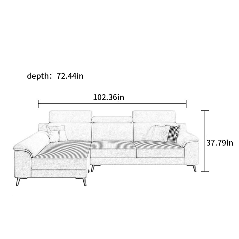 Onolee, H 37,79 po x l 102,36 po x P 72,44 po