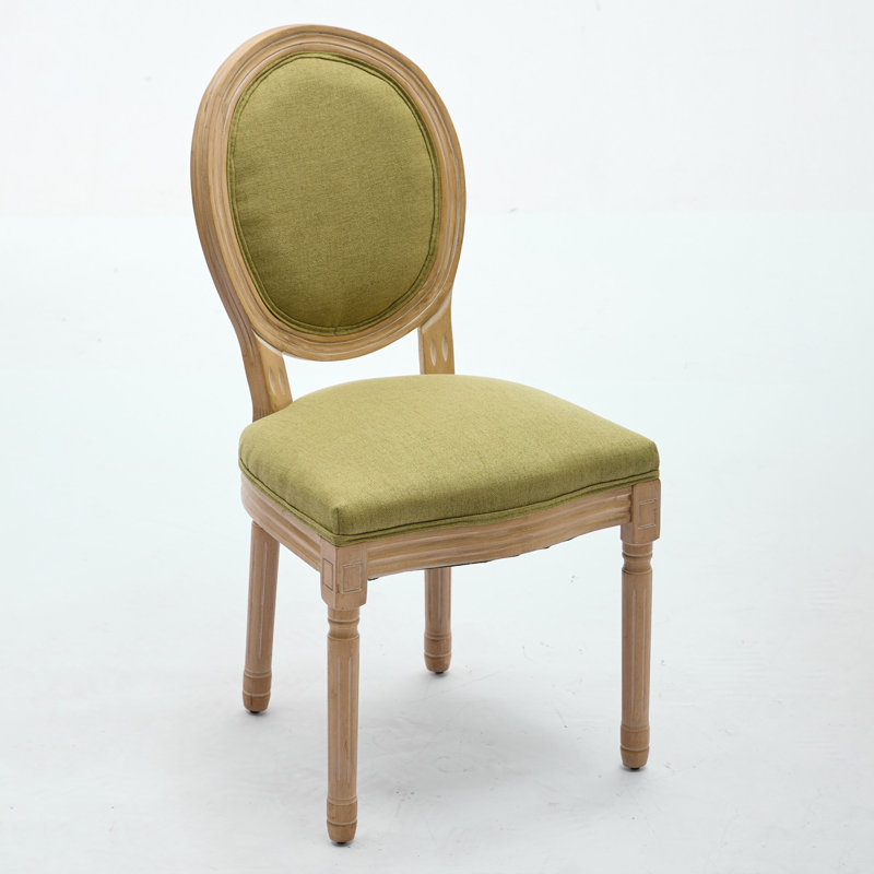 Ensemble de 2 chaises en bois massif style français, Vert olive