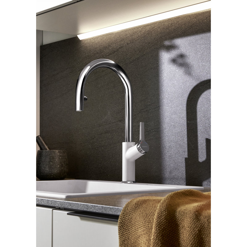 Carena Pull Out Single Lever Monobloc Tap, White
