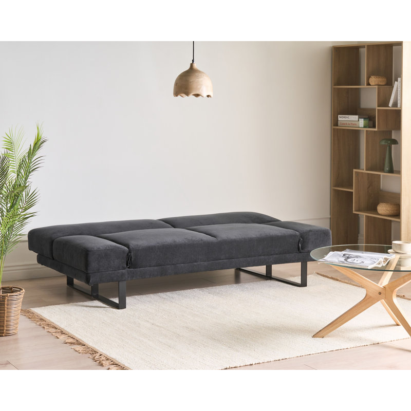 2 Seater Sofa Bed, Black Chenille