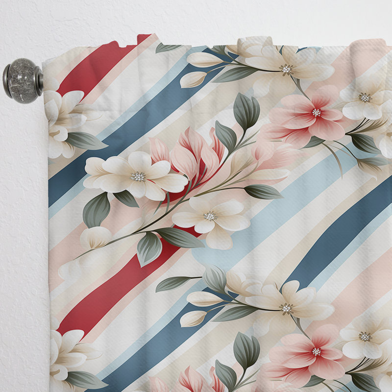Elegant Floral Striped Pattern - Stripped Curtain - Velvet Room Darkening - 1 panel, 52" W x 90" L