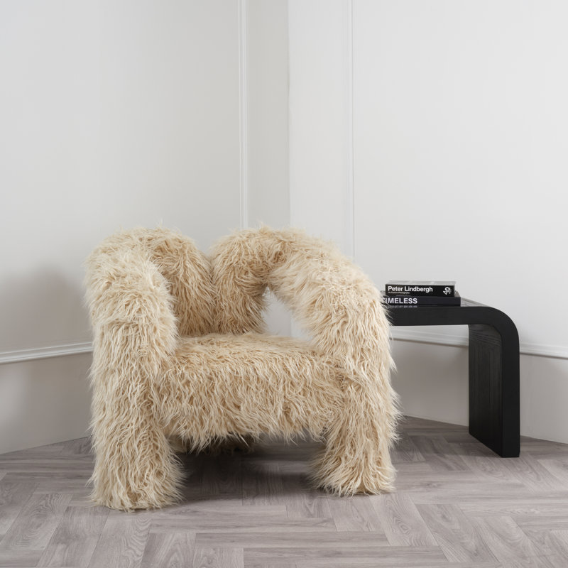 Frejya 78cm Wide Occasional Chair, Ivory Faux Fur