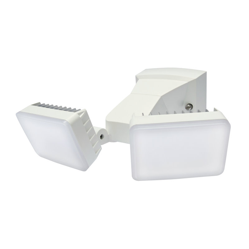 LED Dusk-to-Dawn Security Flood Light w Timer 2100 Lumens Wall or Eave Mount White, White