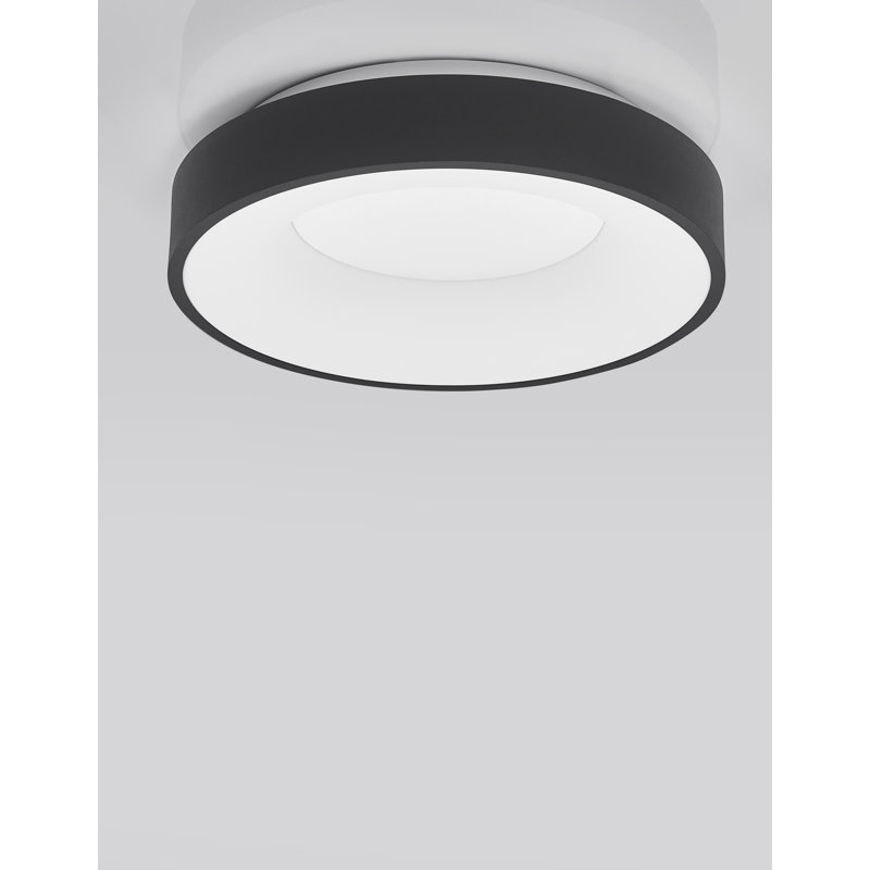 LED Flush Mount, Black, 9cm H x 38cm W x 38cm D, 3000K