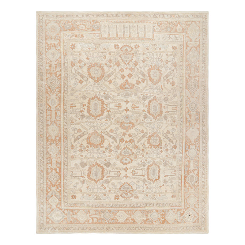 Rug & Kilim’S Oversized Oushak Style Rug In Beige, Rust, And Cream Floral Patterns