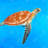 aquatic turtle - 32"x32" art on canvas
