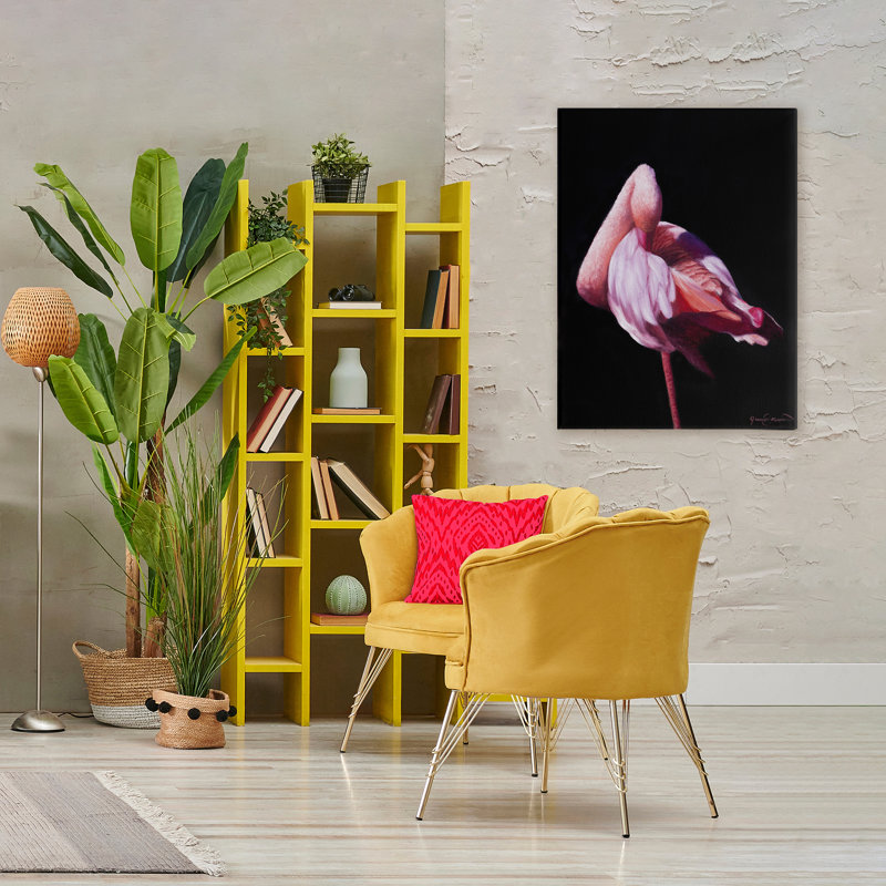 Toile de flamant rose contrastée Avian, design par James Corwin, H 40 po x l 30 po