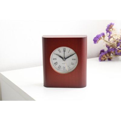 Analogue Wood Quartz Movement / Crystal Alarm Tabletop Clock Brown Wood