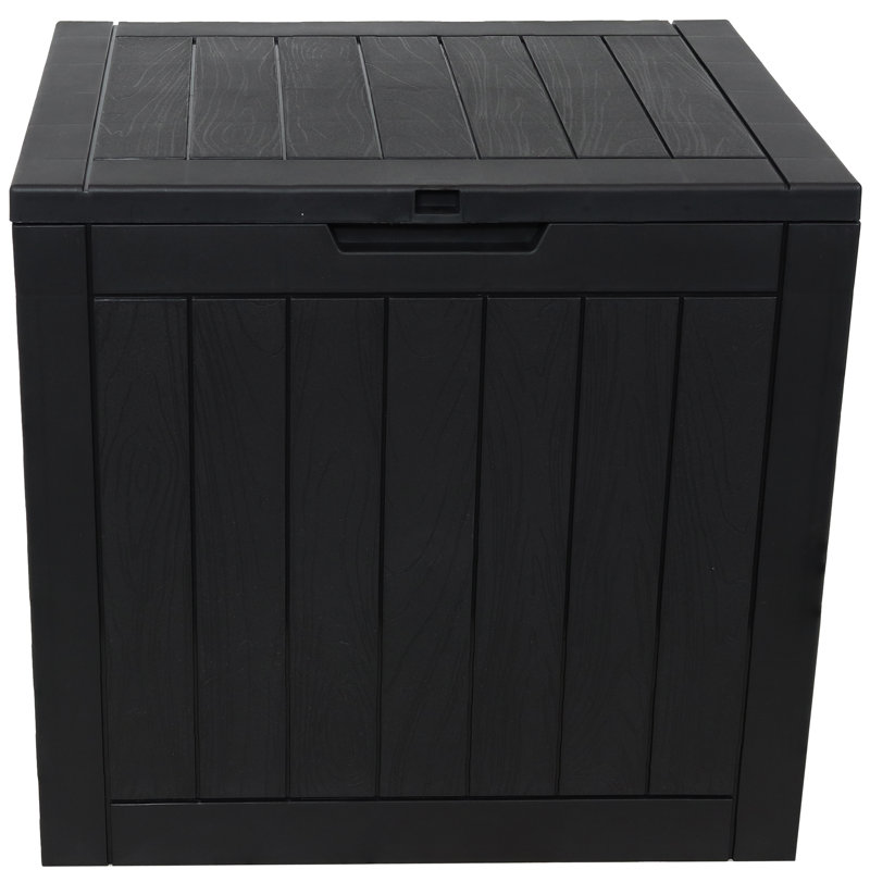 Phantom Gray Lockable Resin Deck Box with Faux Wood Design
