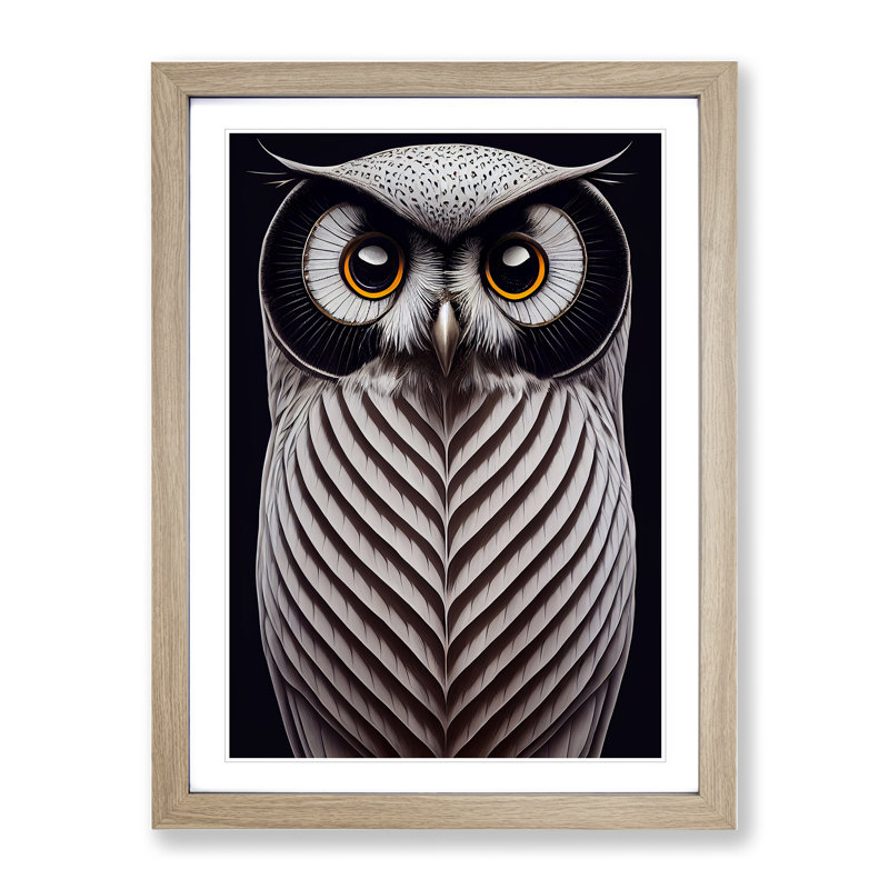 Awesome Owl - Single Picture Frame Print, 34cm H x 25cm W x 2cm D, Oak Framed