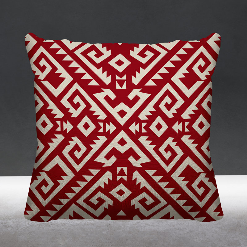 Coussin intérieur / extérieur Chitto Southwestern, L 15 po x H 15 po, Rouge