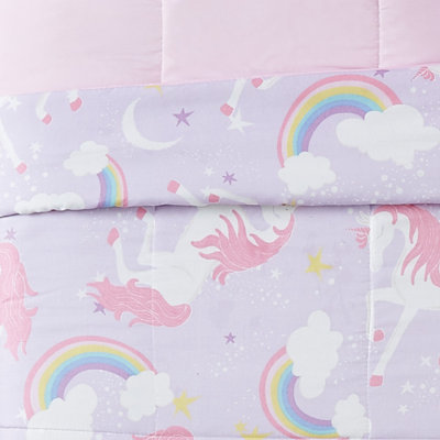 Rainbow Unicorn Comforter Set with Decoritive Pillow