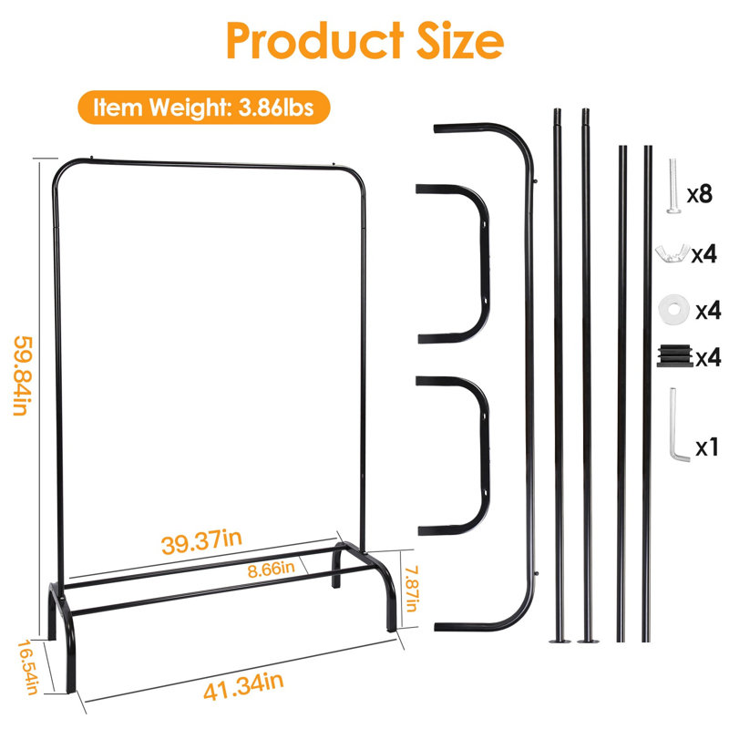 Dreah 59.84'' Iron Clothing Rack