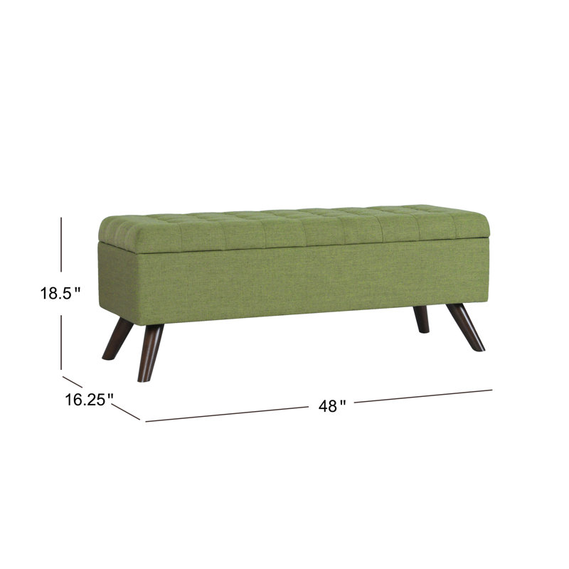 Ataru Polyester Upholstered Storage Bench, Olive Green Woven
