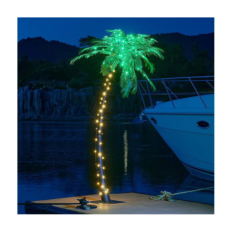 Palmier illuminé à 56 lumières DEL Adylan, P 84 po x l 40 po x P 40 po 